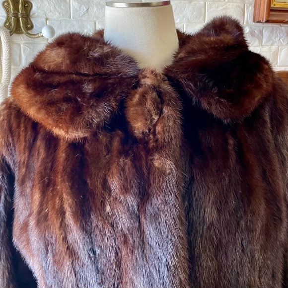 Vintage Brown German Kruse Gross Minneapolis High End Brown 100% Mink Fur Coat - Picture 3 of 15